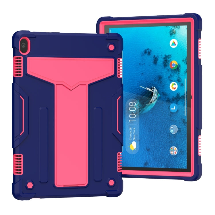Shockproof tablet protective case with T-shaped bracket, navy blue and hot pink
