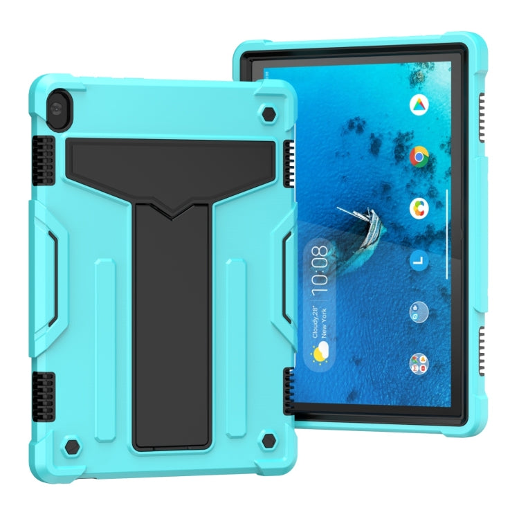 Turquoise tablet protective case with shockproof bumper, black kickstand cover