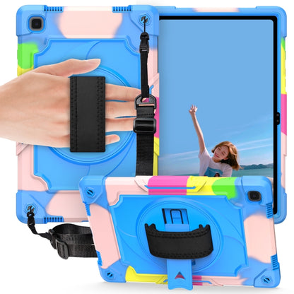 Rugged kids tablet protective case with hand strap, blue pastel shell and kickstand