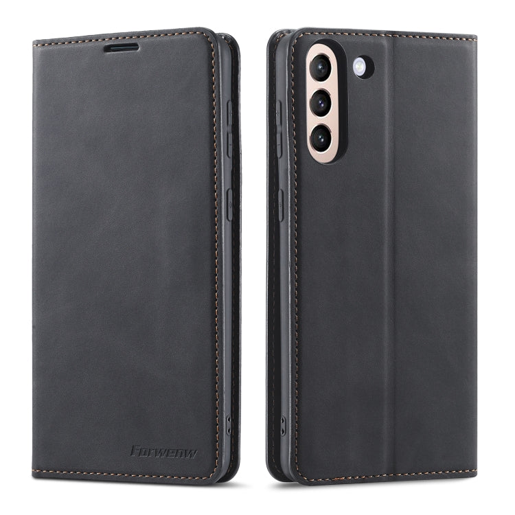 Black flip leather phone case front and back view with card slots