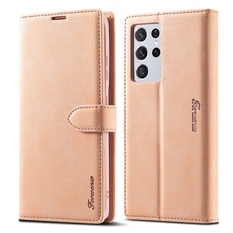 Forwenw F1 Series matte leather flip case with card slots, rose-pink