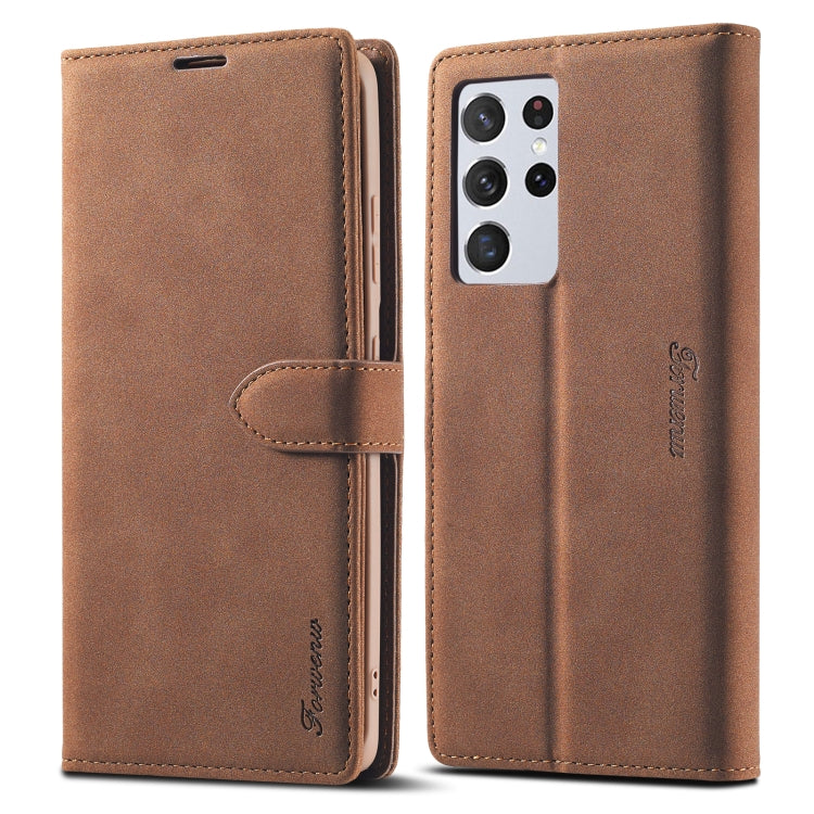 Forwenw F1 Series matte leather flip case with card slots, brown
