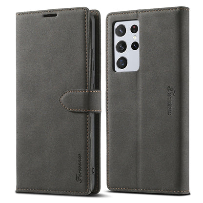 Forwenw F1 Series matte leather flip case with card slots, dark gray/black