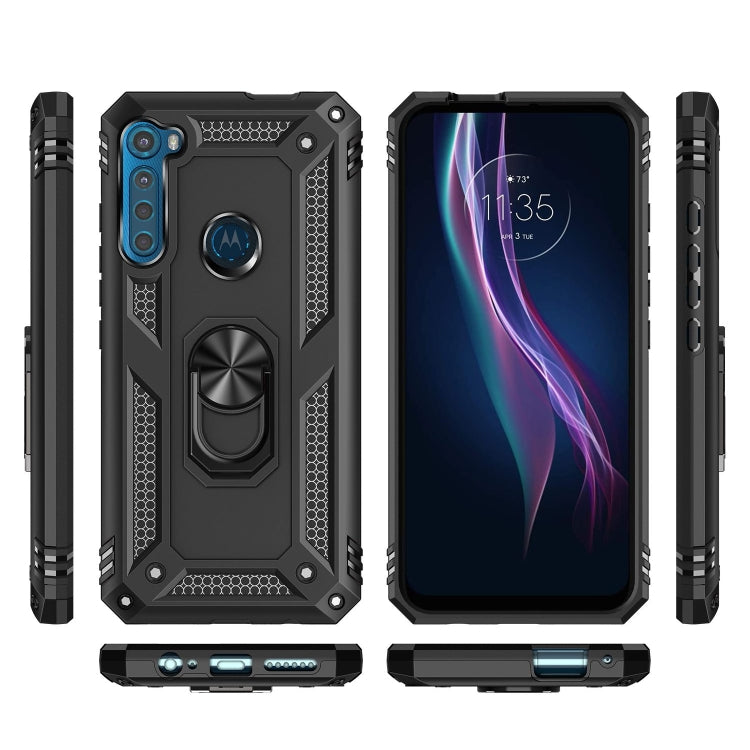 Shockproof protective phone case, black with side buttons and kickstand ring, 360 holder