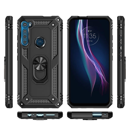 Shockproof protective phone case, black with side buttons and kickstand ring, 360 holder