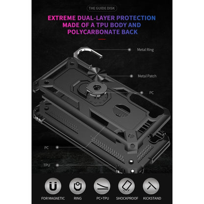 Shockproof protective phone case, dual-layer TPU and PC with metal ring mount