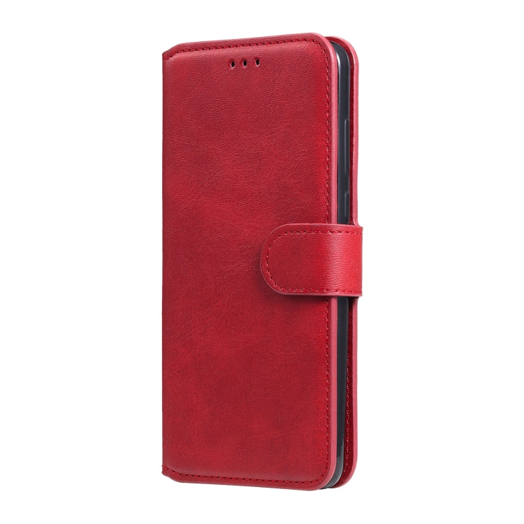 Red flip phone wallet case with fold-over strap and card-slot opening on front