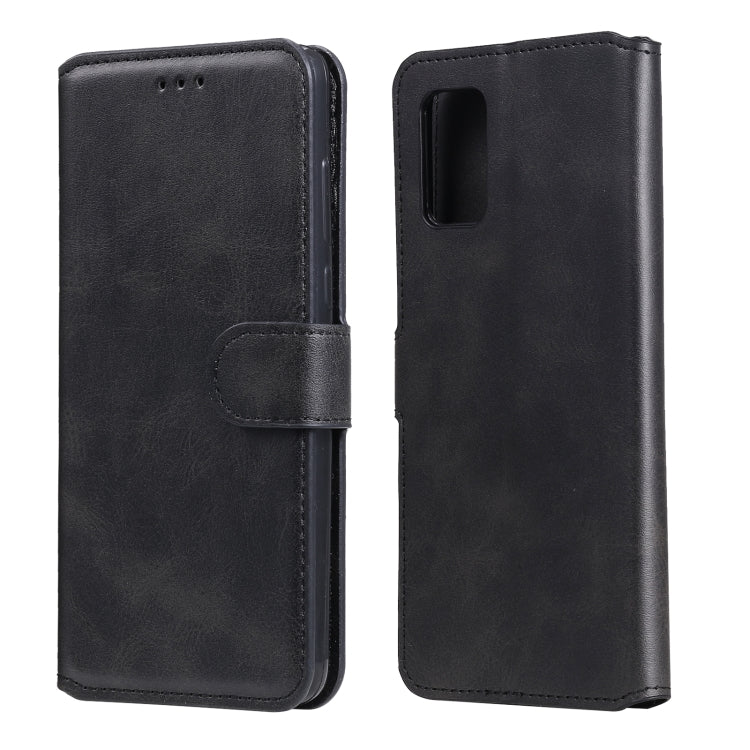 Black folio wallet phone case with flip cover, card slots, and holder for phone