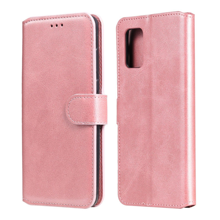 Rose gold flip wallet phone case with front camera cutout and inner holding strap