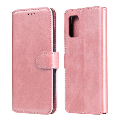 Rose gold flip wallet phone case with front camera cutout and inner holding strap