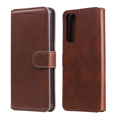 Brown folio wallet phone case with flip cover, card slots, and camera cutout
