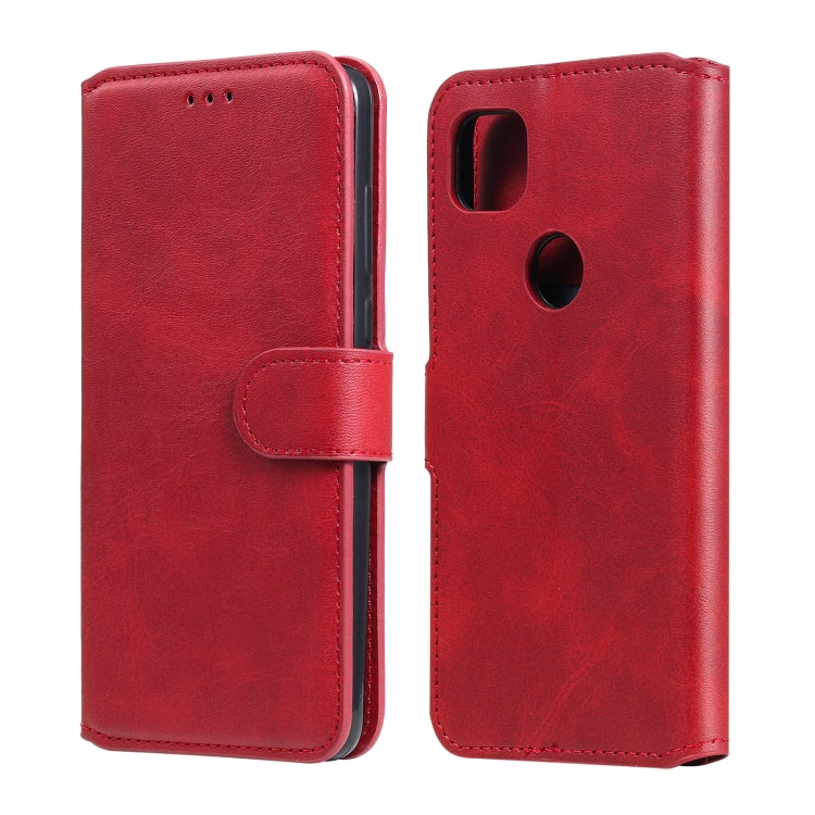 Red folio wallet phone case with flip cover, card slots, and holder for phone