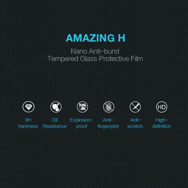NILLKIN tempered glass screen protector film with scratch and impact icons