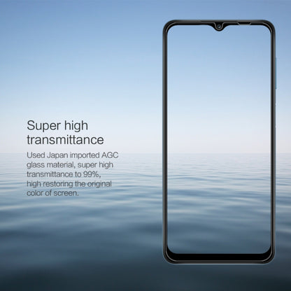 NILLKIN tempered glass screen protector film on smartphone front, clear glass