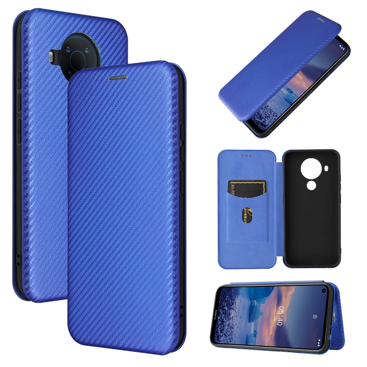 Blue carbon fiber texture magnetic flip phone case with card slot for phone coverage