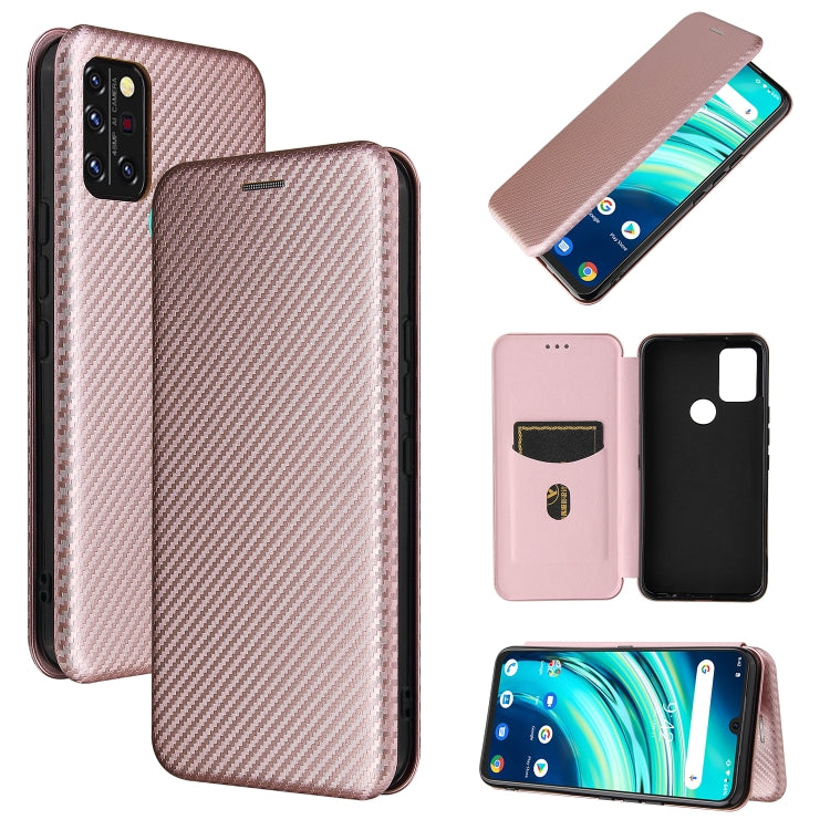 Pink carbon fiber texture magnetic flip phone case with card slot for phone coverage