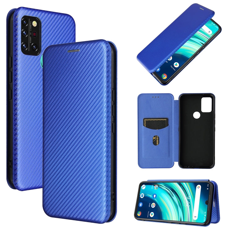 Blue carbon fiber texture magnetic flip phone case with card slot for phone coverage