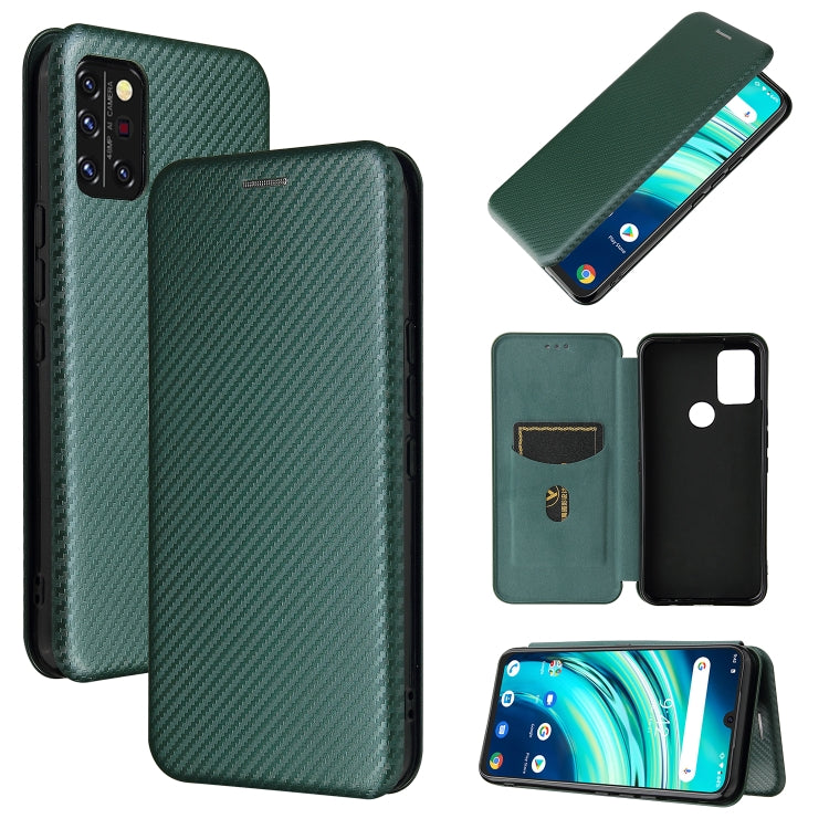 Green carbon fiber texture magnetic flip phone case with card slot for phone coverage