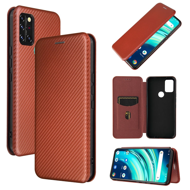 Brown carbon fiber texture magnetic flip phone case with card slot for phone coverage