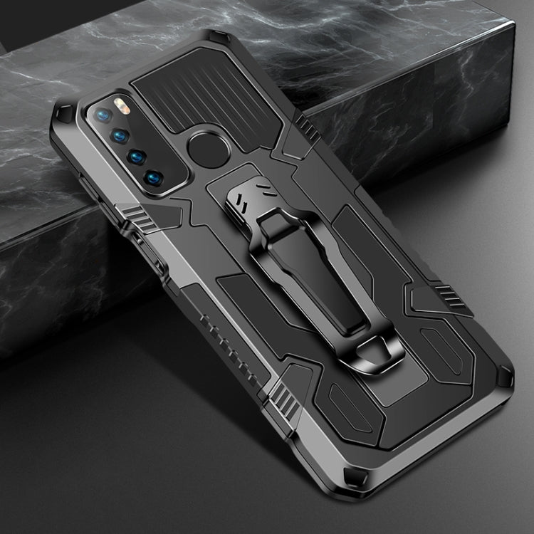 Shockproof phone case in space gray with rugged armor design and raised camera cutouts