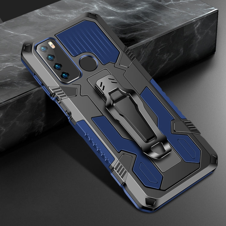Shockproof phone case in royal blue with rugged armor design and raised camera cutouts