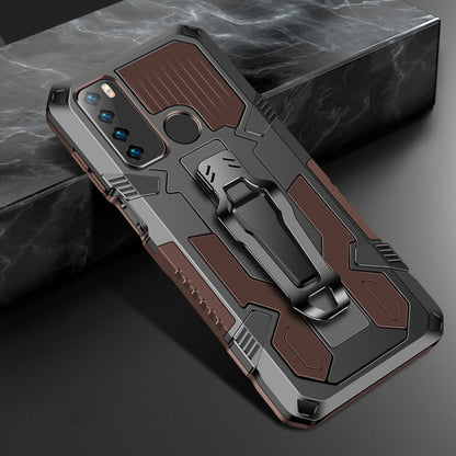 Shockproof protective phone case, coffee brown and gray rugged armor with kickstand