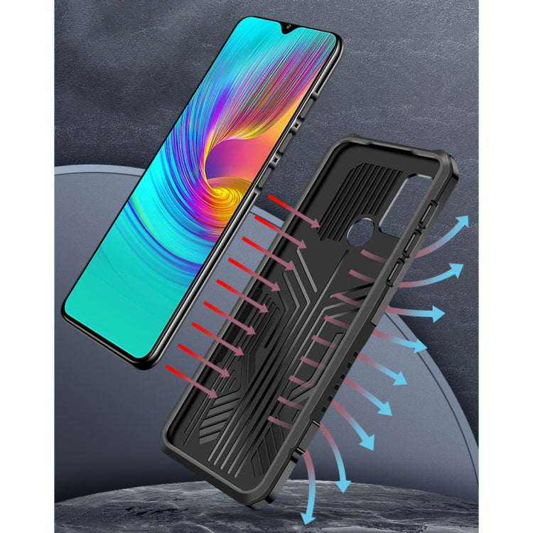 Shockproof protective case with reinforced corners and airflow ridges, black and gray