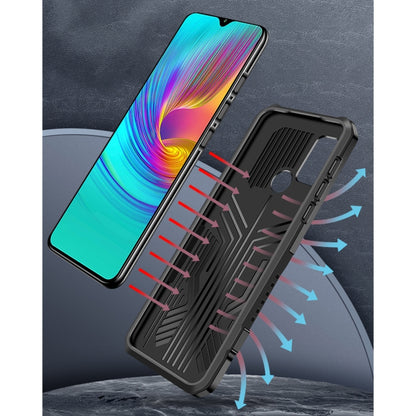 Shockproof protective case with reinforced corners and airflow ridges, black and gray