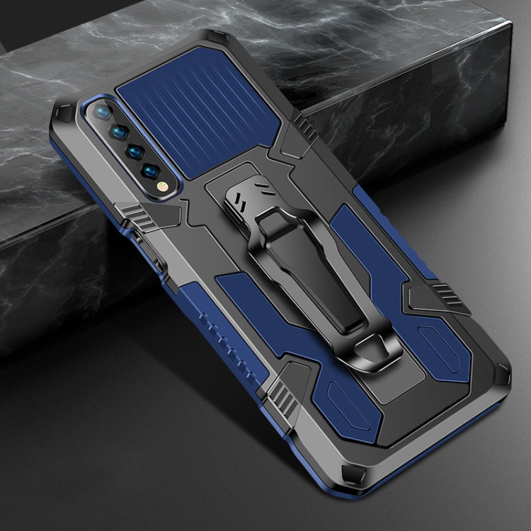 Shockproof rugged phone case in royal blue with armor edges and camera protector openings