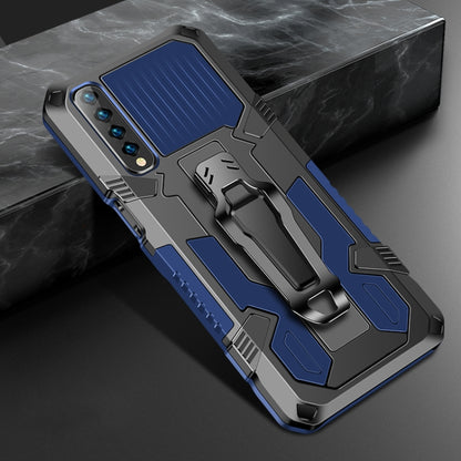 Shockproof rugged phone case in royal blue with armor edges and camera protector openings