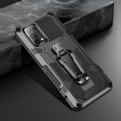 Shockproof rugged phone case in space gray with grip bar and raised camera cutout