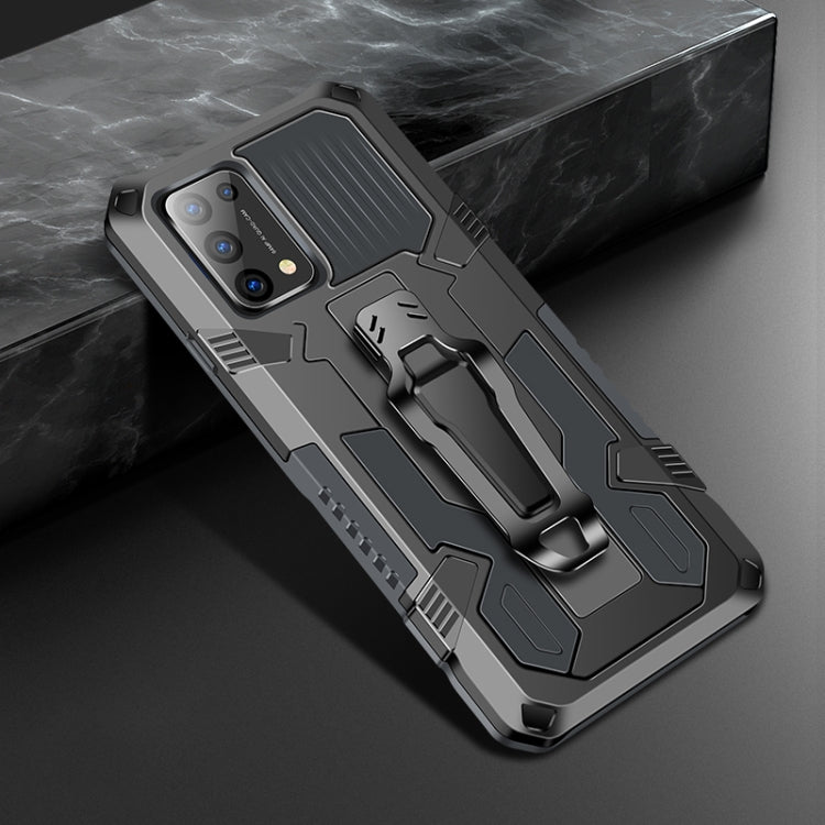 Shockproof protective phone case, dark gray/black with rugged grip stand detail