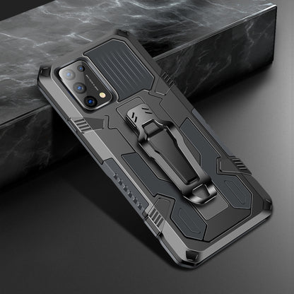 Shockproof protective phone case, dark gray/black with rugged grip stand detail