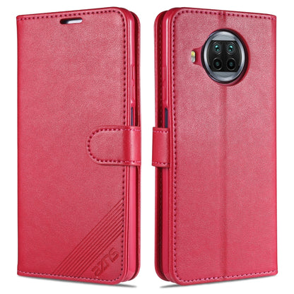 Red flip leather phone case with magnetic strap and card pocket cutouts