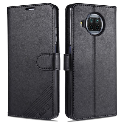 Black flip leather phone case with magnetic strap and embossed front panel