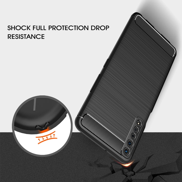 Black carbon fiber TPU case with textured back for drop protection