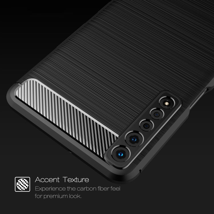 Black brushed carbon fiber TPU case back with camera cutouts