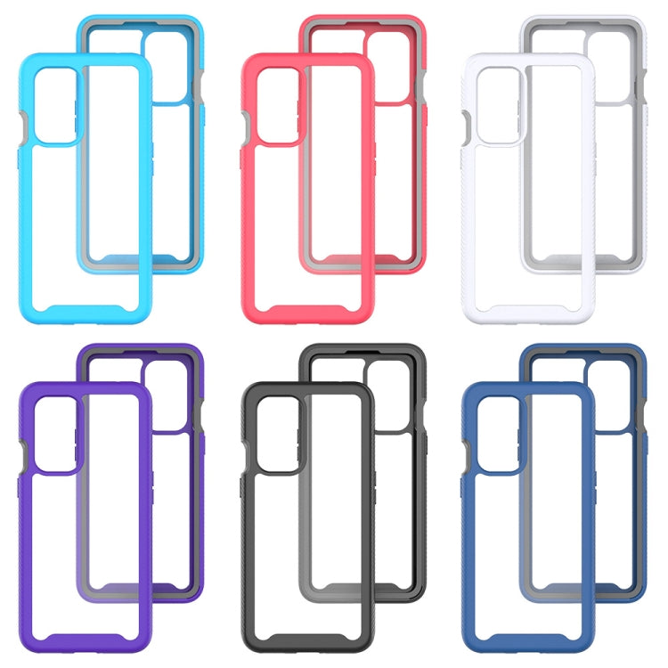 Shockproof phone case color options: light blue, pink, white, purple, gray, navy