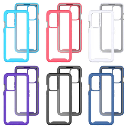 Shockproof phone case color options: light blue, pink, white, purple, gray, navy