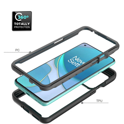 Black shockproof phone case with raised screen and camera protection for OnePlus 9