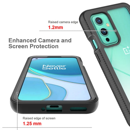 Black shockproof phone case with raised camera and screen edges for OnePlus 9