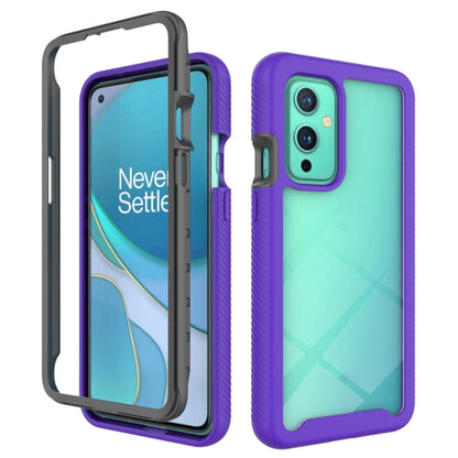Purple shockproof phone case with teal back panel and camera cutout for OnePlus 9