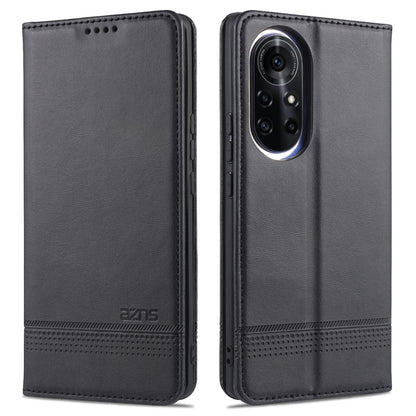 Black leather flip phone case with stitched edges and camera cutout