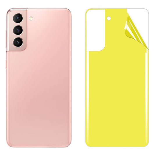 Soft TPU full coverage rear screen protector with camera cutout, shown on pink phone back