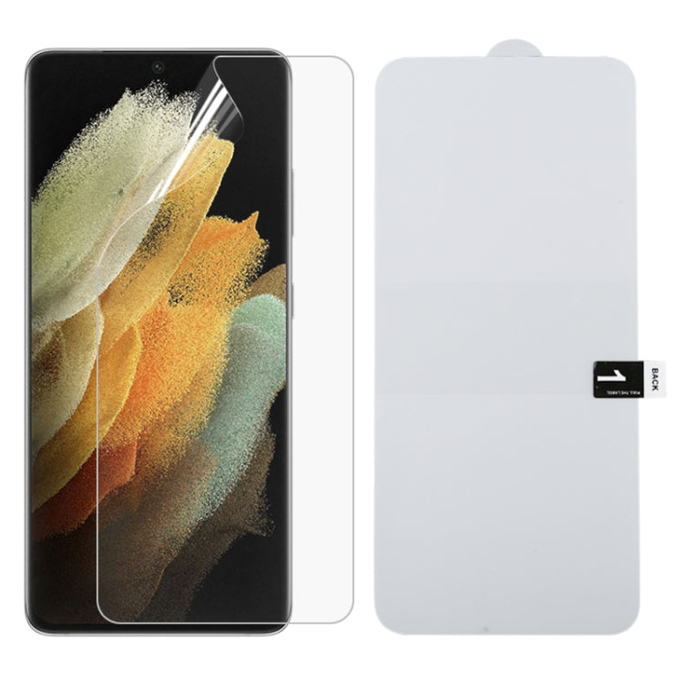 Full-screen hydrogel screen protector film, clear front coverage with alignment cutout