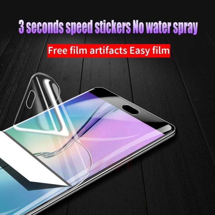 Smartphone screen with hydrogel film and protective layer ready to apply