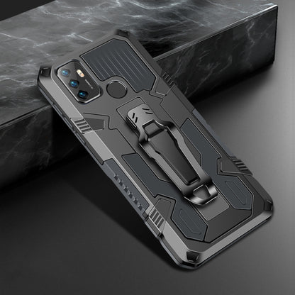 Gray rugged phone protective case with kickstand and raised camera cover