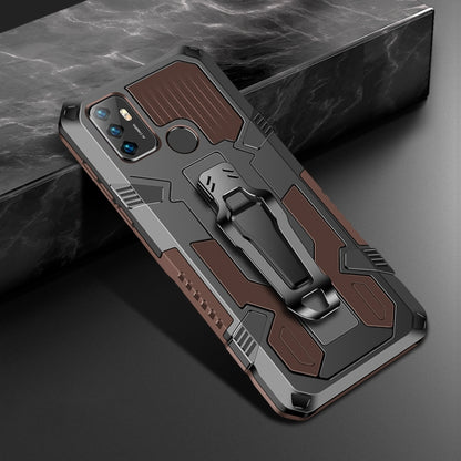 OPPO A53 2020/A32 protective phone case, space gray with brown armored design