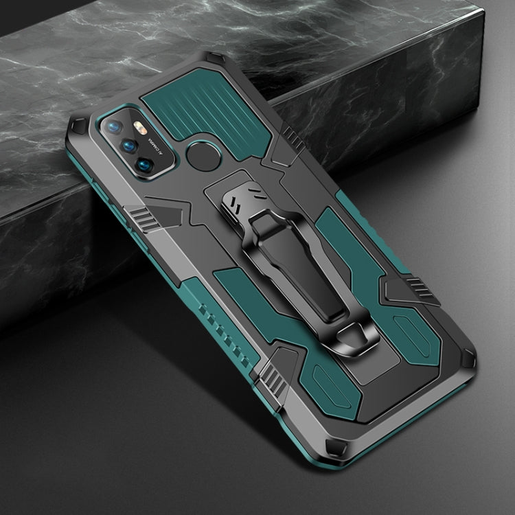 OPPO A53 2020/A32 protective phone case, space gray with teal armored design
