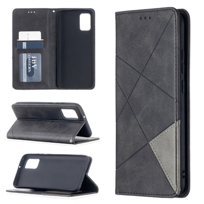 Magnetic wallet phone case with rhombus texture, flip cover, card slots, charcoal gray
